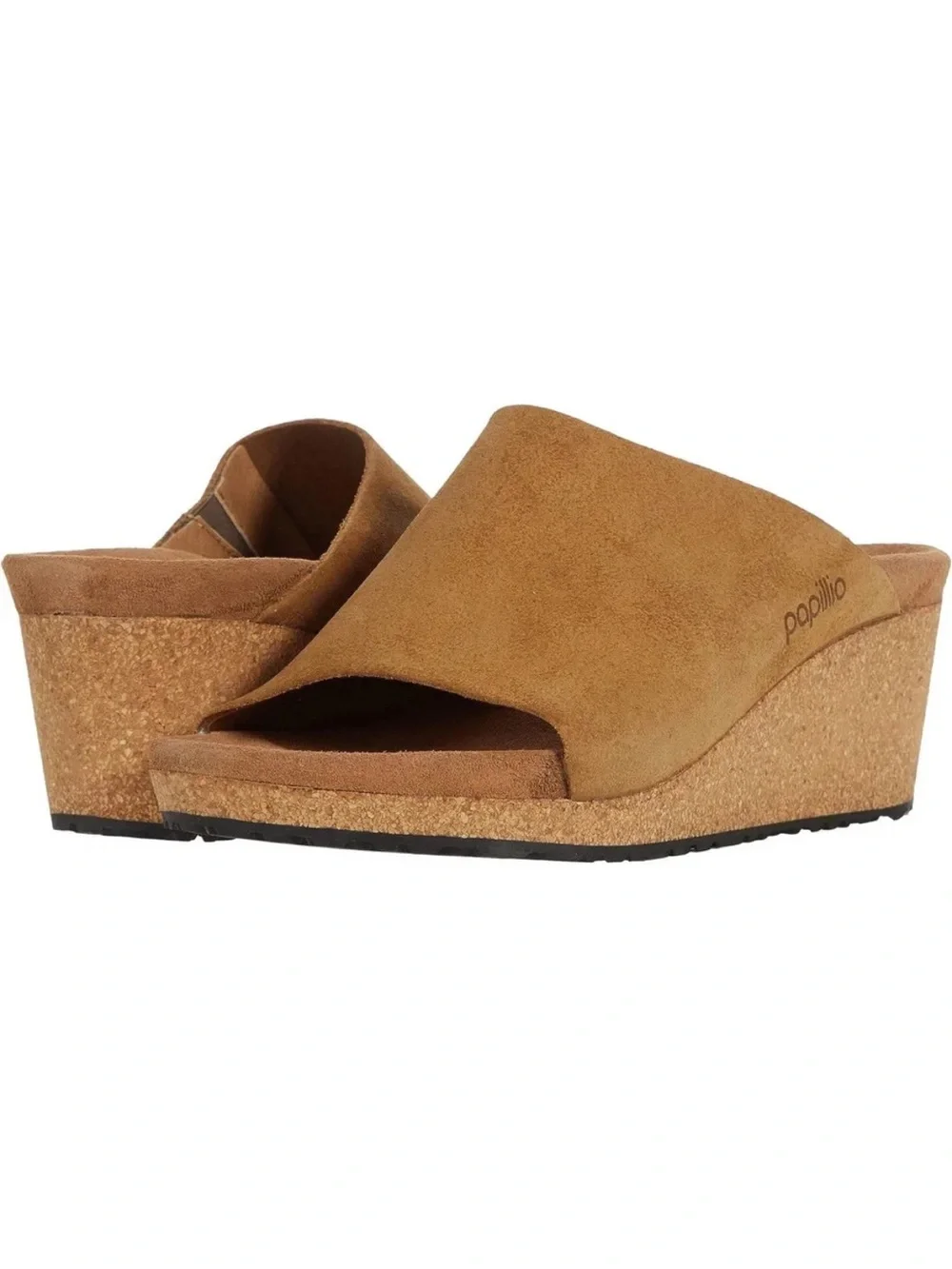 Birkenstock Papillo Suede Brown Cork Wedge Slip On Mules Sandals 40/9